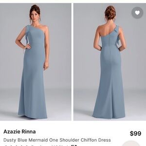 Azazie Rinna Dusty Blue Dress NWT